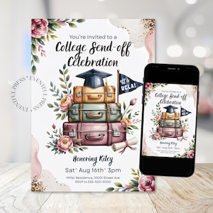 College Send Off Invitation Going Away Party Graduation Off to College Digital Invite INSTANT DOWNLOAD Template