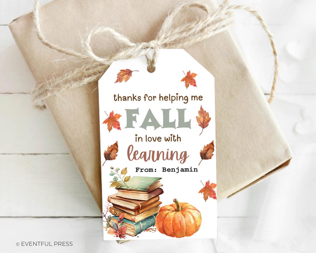 Fall in Love With Learning Gift Tag Teacher Appreciation Favor Tag ...