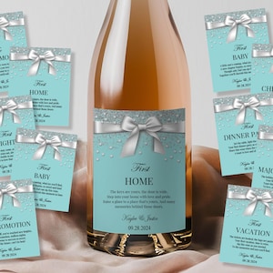 Wedding Wine Bottle Label Set: First Milestones, Editable Text (INSTANT DOWNLOAD)