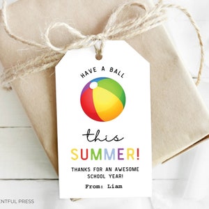 Rainbow Beach Ball Thank You Tags: End of School Year (Digital Download)