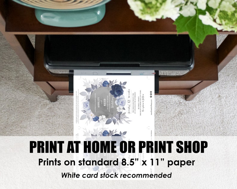 Instant Download ASHLEY Collection Boho Dusty Blue /& Gray Floral Printable Water Bottle Label