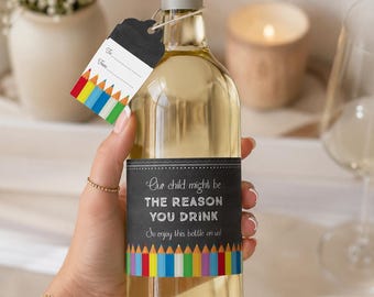 Étiquette de vin d'appréciation amusante pour les enseignants : cadeau à imprimer (PDF)