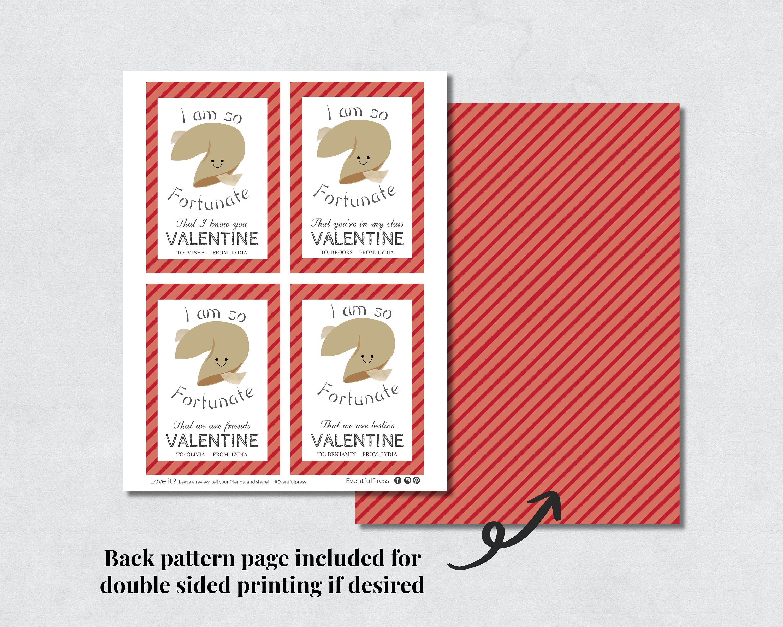 Printable Fortune Cookie Gift Tags or Valentines Back to Etsy
