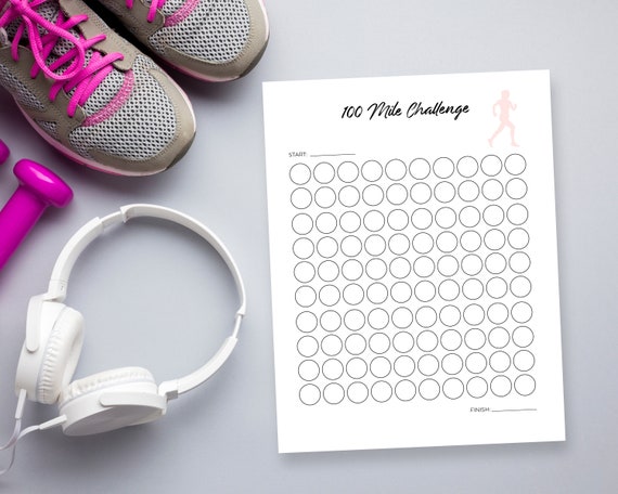 100 Mile Challenge Printable Workout Planner Running Log | Etsy