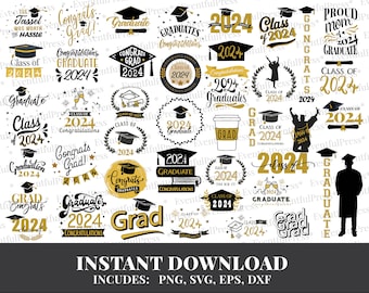 2024 Graduation PNG Sublimation Design Bundle |  SVG, dxf, eps | Cut File, clip art, Cricut, Silhouette, Easy Cut | Instant Download