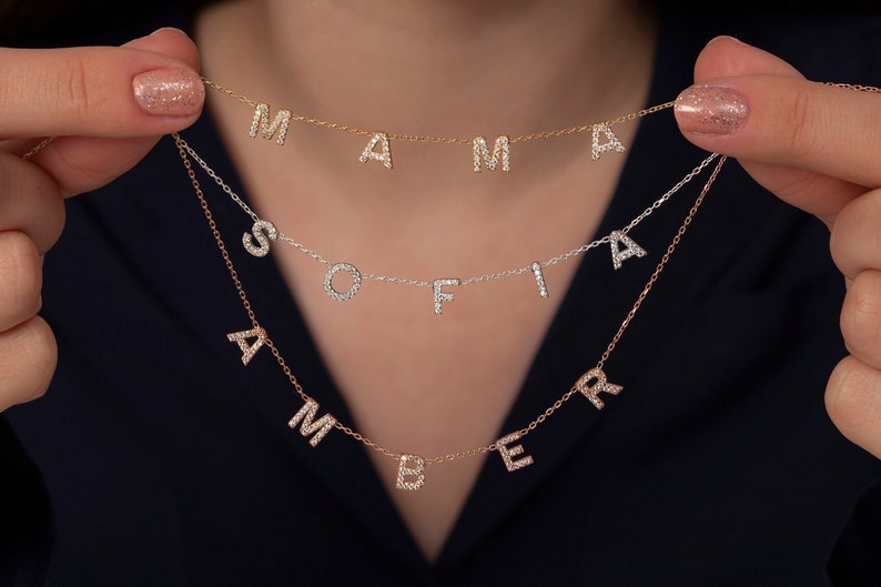 Tiny Letter Necklace Baby Name Necklace Top Selling Items Perfect Gift for Her Mama Letter Necklace Mothers Day Gift