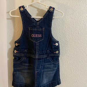 Vintage Denim Overall Dress Baby Girl Guess Jeans Toddler Outfit