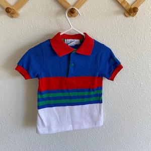 Vintage Striped Oshkosh Collared Polo Shirt 1970s Kids Fashion