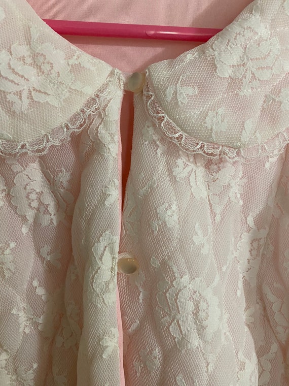 Vintage Girls Trench Coat Pink and Lace Peacoat J… - image 4