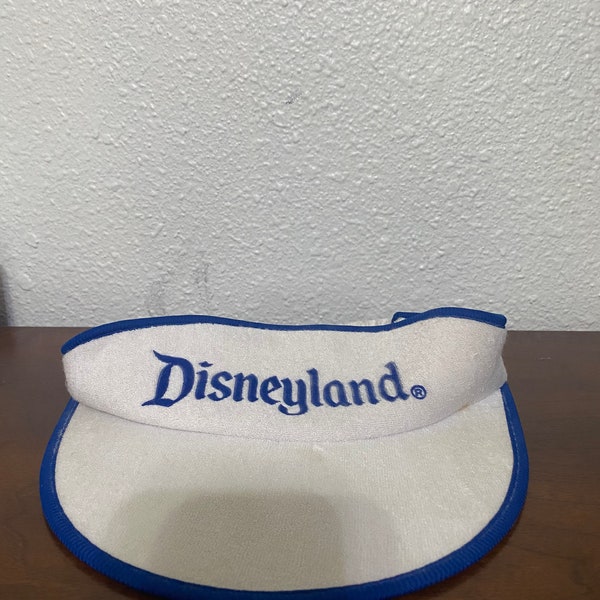 Vintage 1980s Disney Hat retro white terry cloth DISNEYLAND visor one size