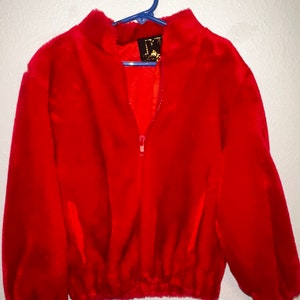 Vintage Girls Red Furry Jacket Kids Winter Coat size 6