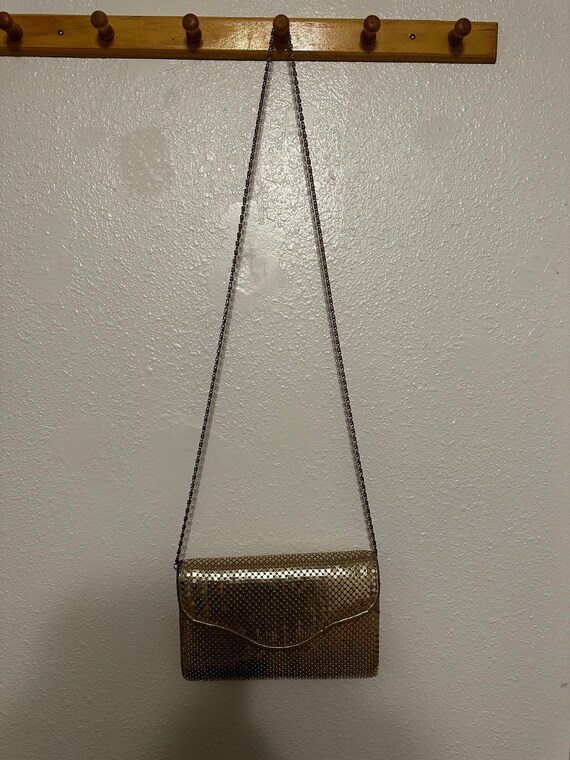 Vintage Gold Evening Bag Metal Mesh Purse Clutch - image 2
