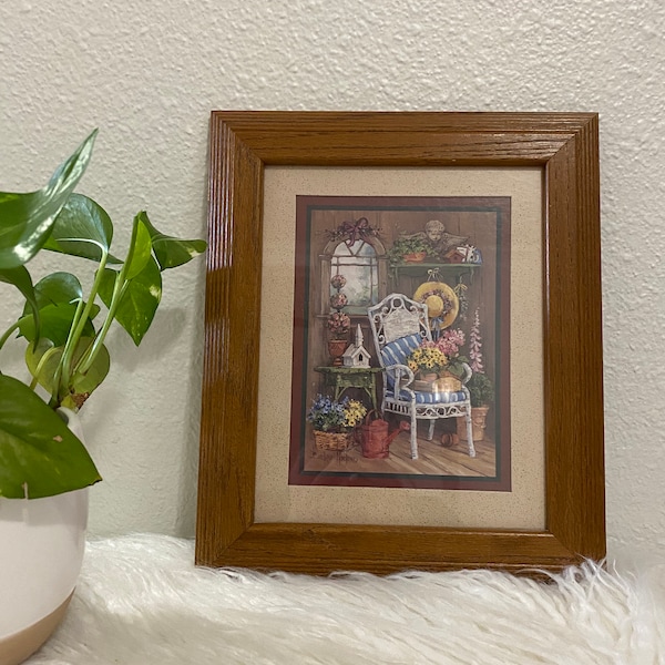 Vintage Barbara Mock  Peacock Chair Framed Wall Art Photo Print Framed Picture