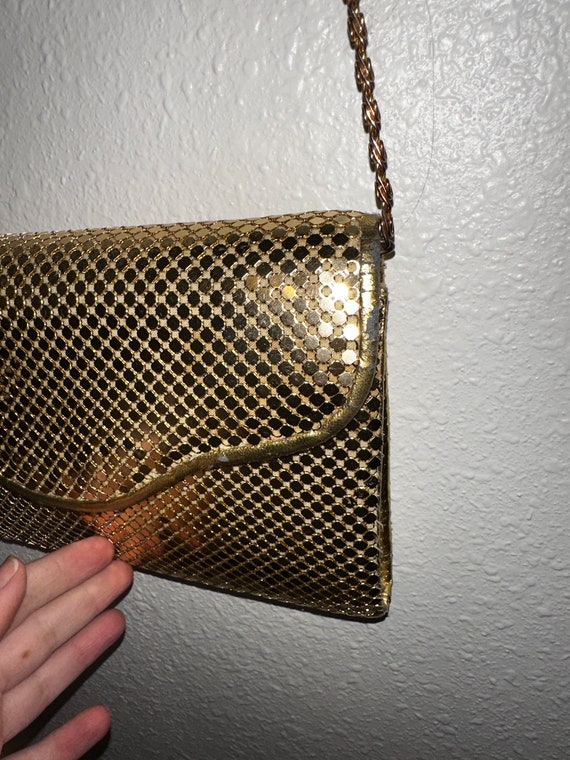 Vintage Gold Evening Bag Metal Mesh Purse Clutch - image 3