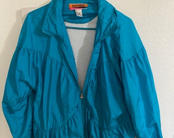 Vintage 1980s Windbreaker Jacket Teal Blue Daskin Coat
