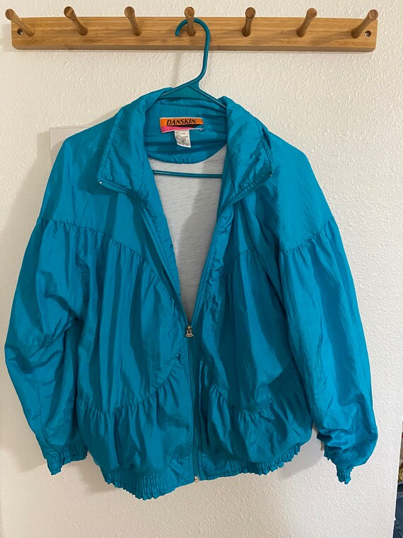 Vintage 1980s Windbreaker Jacket Teal Blue Daskin… - image 1