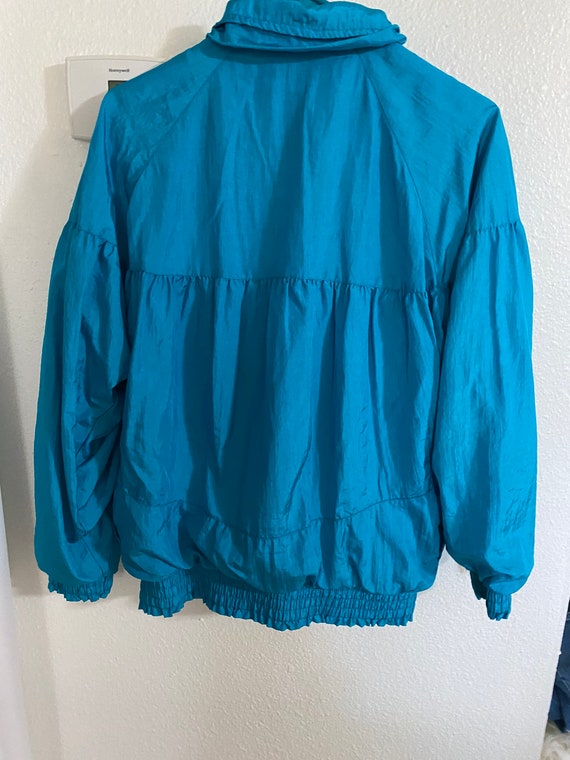 Vintage 1980s Windbreaker Jacket Teal Blue Daskin… - image 3