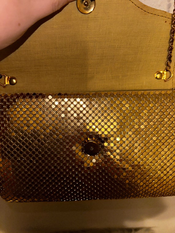 Vintage Gold Evening Bag Metal Mesh Purse Clutch - image 4