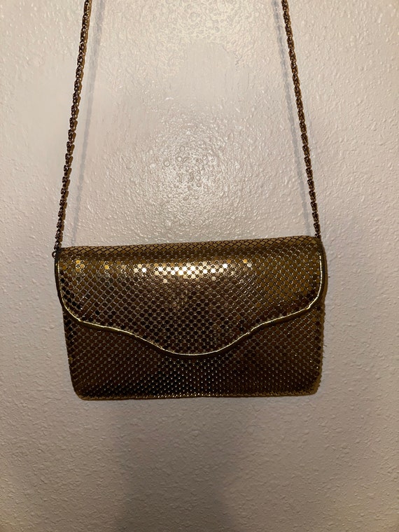 Vintage Gold Evening Bag Metal Mesh Purse Clutch - image 1