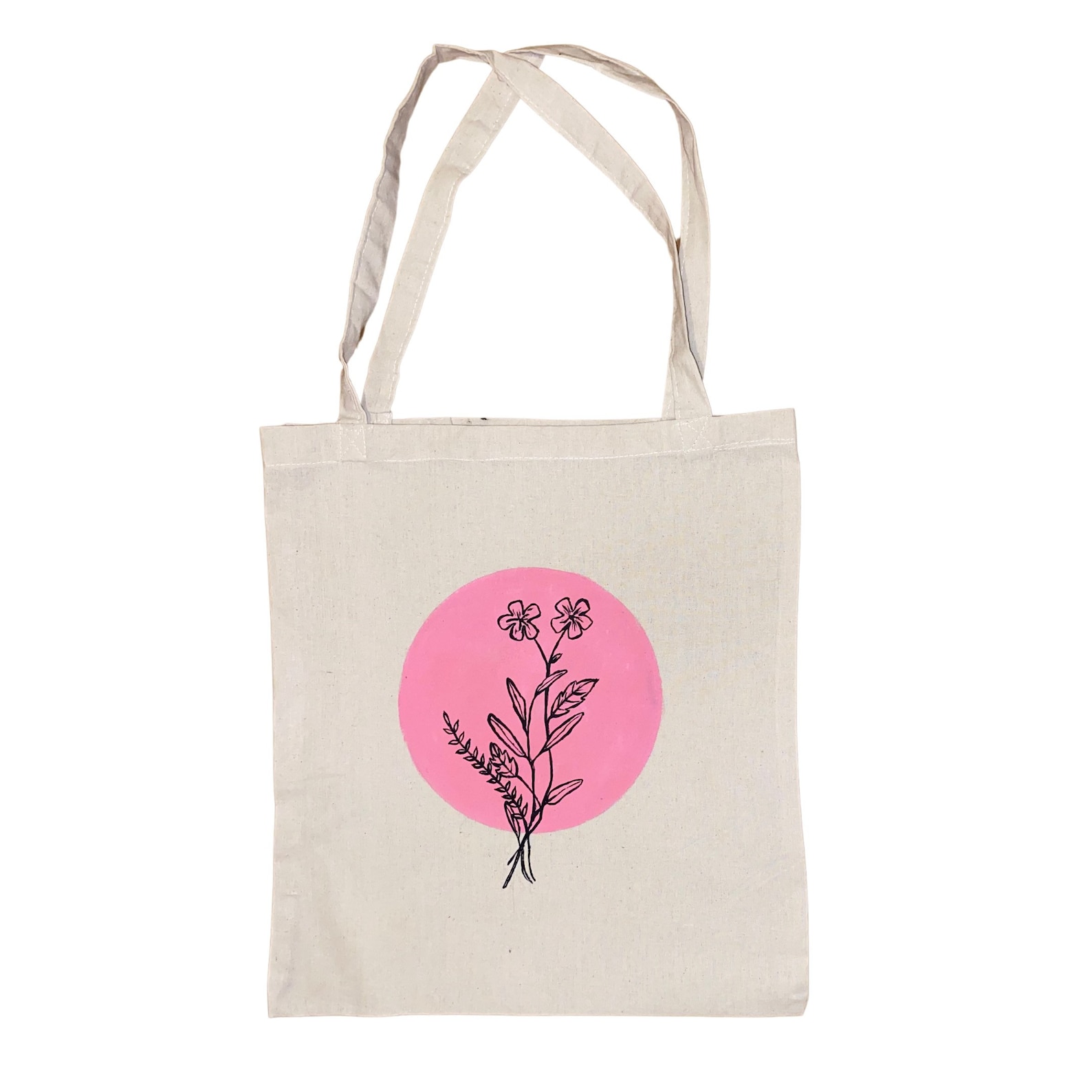 Hand Painted Tote Bag Simple Flower Design Plant Design | Etsy