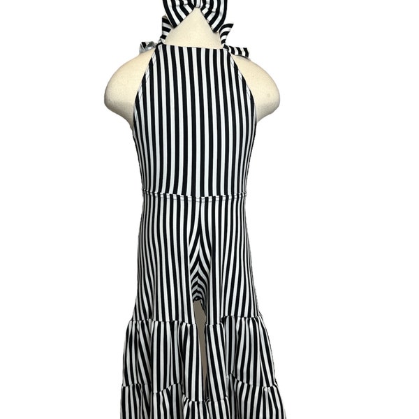Black & White Striped Resort Wear Romper
