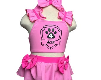 Adventure Dog Halter Ruffle Two Piece Swimwear