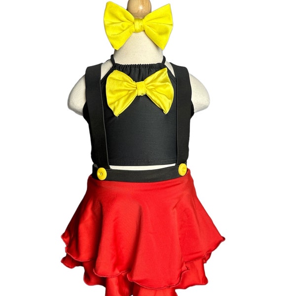 Magical Character Suspenders Ruffle Mini  Skirt