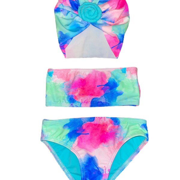 Multicolor Bandeau Bikini Two Piece Swimwear