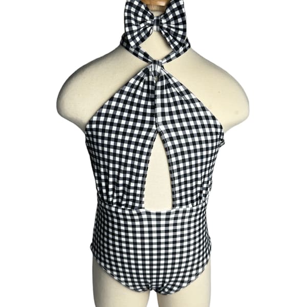 Gingham One Piece Cut Out Swimwear