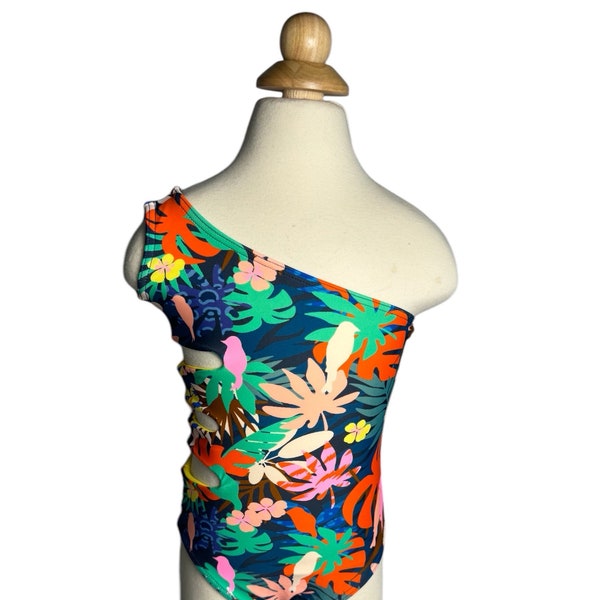 Floral One Piece One Shoulder Cut Out Swimwear