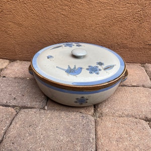 Vintage Tonala El Palomar Pottery Large Round Casserole Dish With Lid