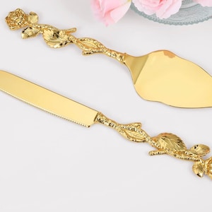 Gold Rose and Leaf Cake Server