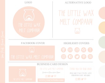 Wax Melt Business Design Package | Branding Design, Premade Logo, Custom Logo, Candle Logo, Melt Logo, Coral Logo, Peach Logo, New Business