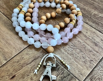 Love Mala Lanyard, Teacher Lanyard, Office Accessories, Gift for Her, 108 Mala Prayer Beads, Meditation Piece