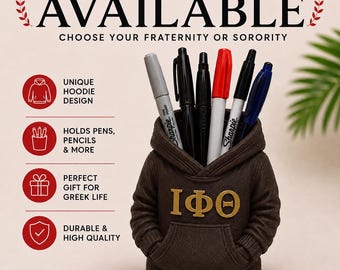Iota Phi Theta Hoodie Pen Holder | Iota Fraternity Desk Organizer | Greek Life Gift