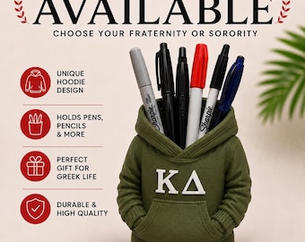 Kappa Delta Hoodie Pen Holder | KD Sorority Desk Organizer | Greek Life Gift