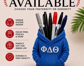 Phi Delta Theta Hoodie Pen Holder | Phi Delt Fraternity Desk Organizer | Greek Life Gift