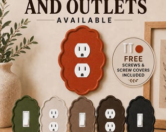 Wavy Scalloped Light Switch Cover | Free Screws and Screw Covers | Modern Decorative Outlet Cover Wall Plate | Custom Color Switch Plate