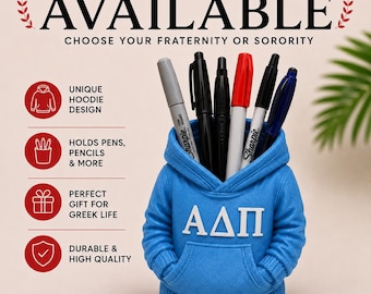 Alpha Delta Pi Hoodie Pen Holder | ADPi Sorority Desk Organizer | Greek Life Gift