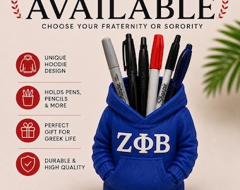 Zeta Phi Beta Hoodie Pen Holder | Zeta Sorority Desk Organizer | Greek Life Gift