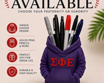 Sigma Phi Epsilon Hoodie Pen Holder | SigEp Fraternity Desk Organizer | Greek Life Gift