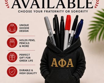Alpha Phi Alpha Hoodie Pen Holder | Alpha Fraternity Desk Organizer | Greek Life Gift