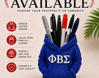 Phi Beta Sigma Hoodie Pen Holder | Sigma Fraternity Desk Organizer | Greek Life Gift