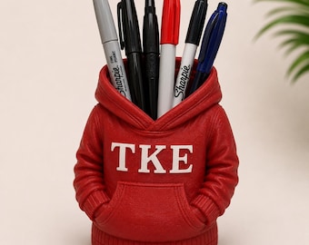 Tau Kappa Epsilon Hoodie Pen Holder | TKE Fraternity Desk Organizer | Greek Life Gift