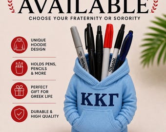 Kappa Kappa Gamma Hoodie Pen Holder | Kappa Sorority Desk Organizer | Greek Life Gift