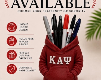 Kappa Alpha Psi Hoodie Pen Holder | Nupe Fraternity Desk Organizer | Greek Life Gift