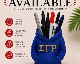 Sigma Gamma Rho Hoodie Pen Holder | SGRho Sorority Desk Organizer | Greek Life Gift