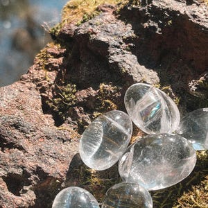 Gem Stone Tumbled Stones, Clear Quartz, Smoky Quartz, Dalmatian Jasper, Strawberry Quartz, Black Tourmaline, Tigers Eye, Prehnite