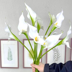 Lirio cala blanco artificial de 60 cm, flor de seda EVA de doble pétalo, decoración para centro de mesa de boda, flor de cala de tacto real