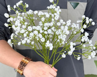Tallos de flores artificiales de gypsophila, flores artificiales para bebés, arreglos florales DIY, flores artificiales para jarrón/ramo/corona/estante/hogar/oficina/boda